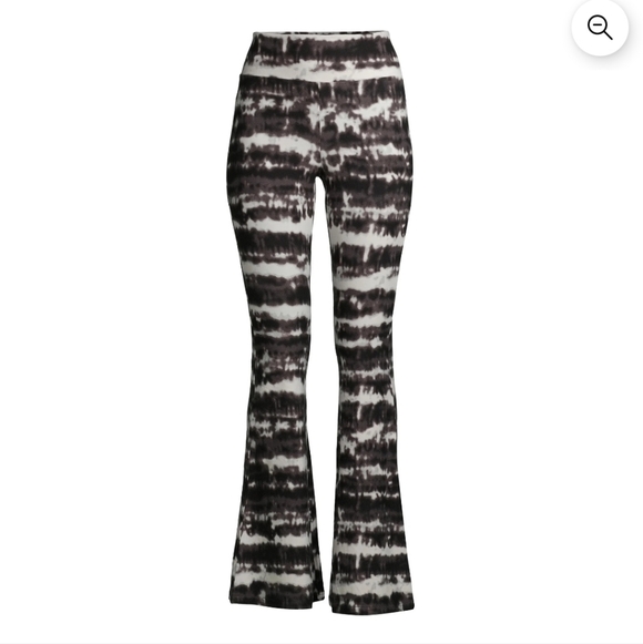 No Boundaries XL Black Cream Tie-Dye Flare Pants Striped Stretch Boho Wide Leg - Picture 16 of 16